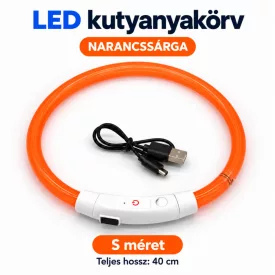   LED fényvezető szálas világító kutyanyakörv, méretre vágható –  S, Narancs, (40cm)
