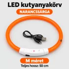 LED fényvezető szálas világító kutyanyakörv, méretre vágható –  M, Narancs, (50cm)