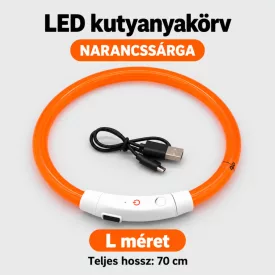   LED fényvezető szálas világító kutyanyakörv, méretre vágható –  L, Narancs, (70cm)