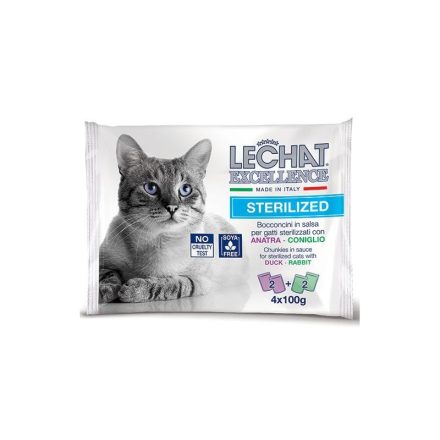 Lechat Excellence Alutasak 4x100g Steril Kacsa+Nyúl