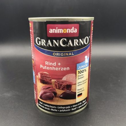 6x GranCarno 400g Junior Pulykaszív + Marha