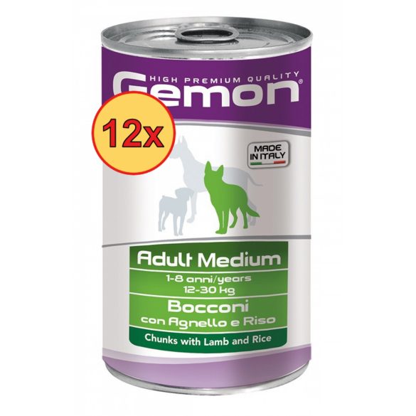 12x Gemon Dog Médium Bárány 1250g