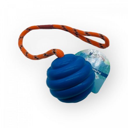 Csavart gumilabda kötéllel - 40cm - kék