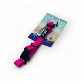   Nyakörv - textil, fém karabinerrel, fényvisszaverő csíkokkal - S - 1,5cm x 26-37cm RÓZSASZÍN