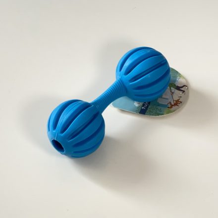 Gumibot dupla gömb véggel, csörgős, 15cm - KÉK