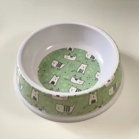   Etetőtál - mentazöld cicás mintával, műanyag, 26cm 1400ml