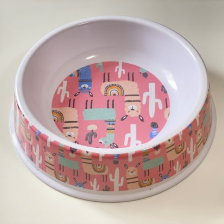 Etetőtál - rózsaszín lámás mintával, műanyag, 30,5cm 2200ml