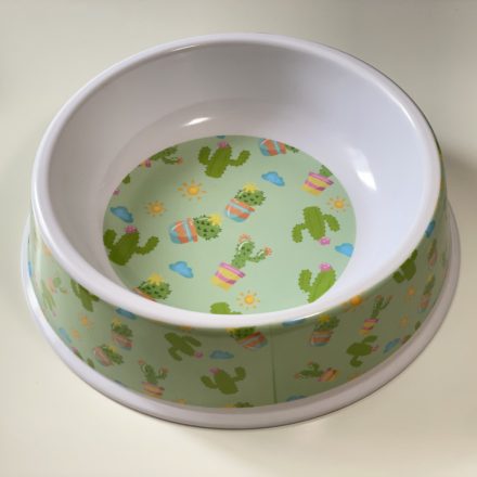 Etetőtál - zöld kaktuszos mintával, műanyag, 30,5cm 2200ml
