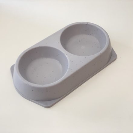 Dupla etetőtál - műanyag 28x16cm 2x250ml SZÜRKE