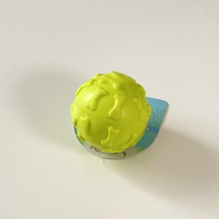 Gumilabda kutyajáték - sípolós - 7cm - csont - zöld