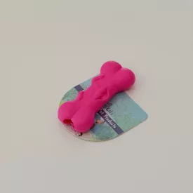 Gumicsont kutyafejjel 12cm - RÓZSASZÍN