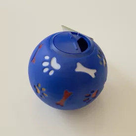   Jutalomfalattal tölthető kemény műanyag labda 12cm - KÉK, csont és tappancs mintával