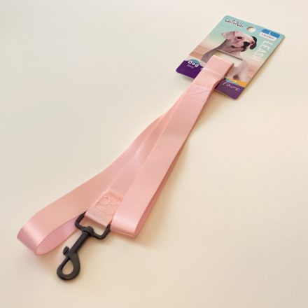 Textil póráz fekete, fém karabinerrel - L - 2,5cm x 120cm - RÓZSASZÍN