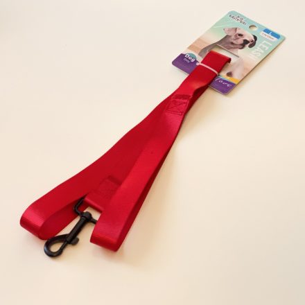 Textil póráz fekete, fém karabinerrel - L - 2,5cm x 120cm - PIROS