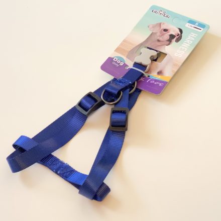 Textil hám szürke, műanyag, csont alakú csattal - S - 1,5cm x 30-45cm - SÖTÉTKÉK