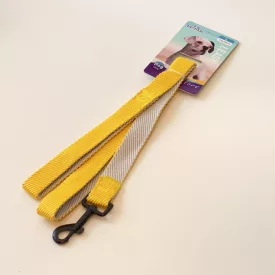   Póráz, textil, anyagában bordázott, fekete, fém csattal - L - 2,5cm x 120cm - SÁRGA