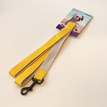 Póráz, textil, anyagában bordázott, fekete, fém csattal - L - 2,5cm x 120cm - SÁRGA