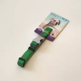   Nyakörv textil - anyagában bordázott - szürke műanyag csont alakú csattal - M - 2cm x 38-45cm - ZÖLD