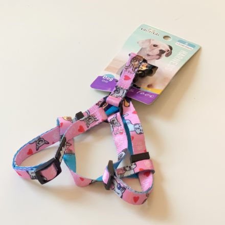 Hám textil - különböző mintákkal - S - 1,5cm x 30-45cm - rózsaszín