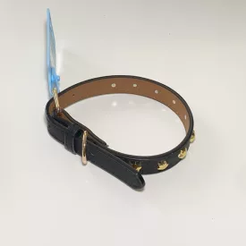   Műbőr nyakörv - csillagos szegecsekkel - 2cm x 30-42cm - fekete