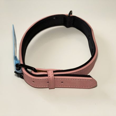Műbőr nyakörv - belül párnázott - 2,5cm x 46-56cm - rózsaszín