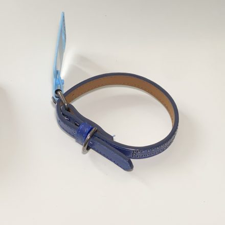 Műbőr nyakörv - apró szegecsekkel - 1,5cm x 27-38cm - kék