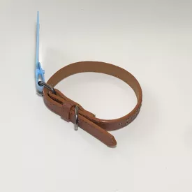   Műbőr nyakörv - apró szegecsekkel - 1,5cm x 27-38cm - barna