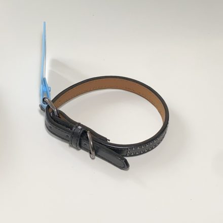 Műbőr nyakörv - apró szegecsekkel - 1,5cm x 27-38cm - fekete