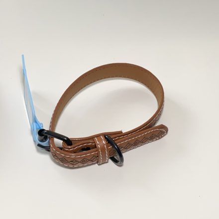 Műbőr nyakörv - nyomott mintákkal - 2,5cm x 46-56cm - barna