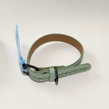 Műbőr nyakörv - nyomott mintákkal - 2,5cm x 46-56cm - zöld