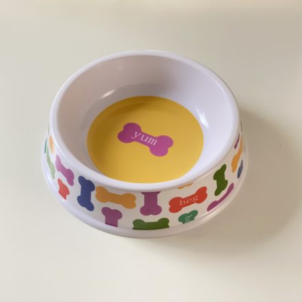 Etetőtál - fehér, színes csontokkal, műanyag, 26cm 1400ml