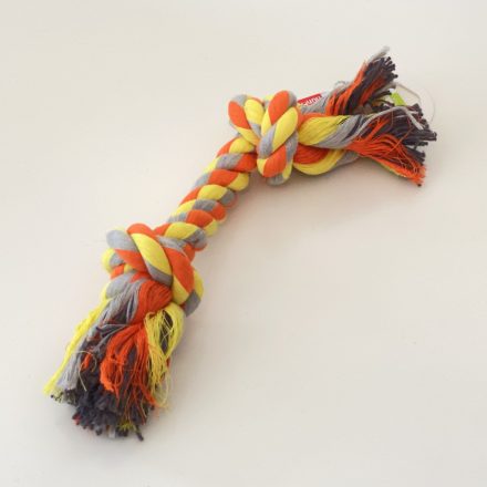 Dupla csomós rágókötél, 26cm, narancs