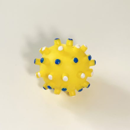 Tüskés, kemény gumilabda 10cm - sárga