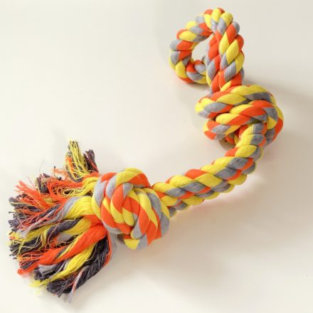 Dupla köteles, dupla csomós rágókötél - 45cm - NARANCS