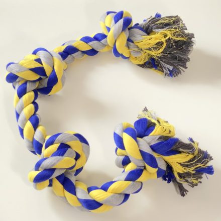 Rágókötél 4 csomóval, 60cm - KÉK