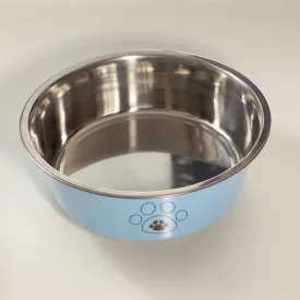   Etetőtál - kék fém, különböző mintával, tappancsos gumi talppal 22cm 1500ml