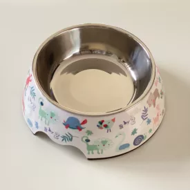   Masszív falú, fém betétes, műanyag tál - 22cm/700ml - színes állatmintákkal