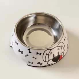   Masszív falú, fém betétes, műanyag tál - 22cm/300ml - kutyafejjel