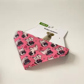 Kendős nyakörv- S - 38-50cm - rózsaszín mopszos
